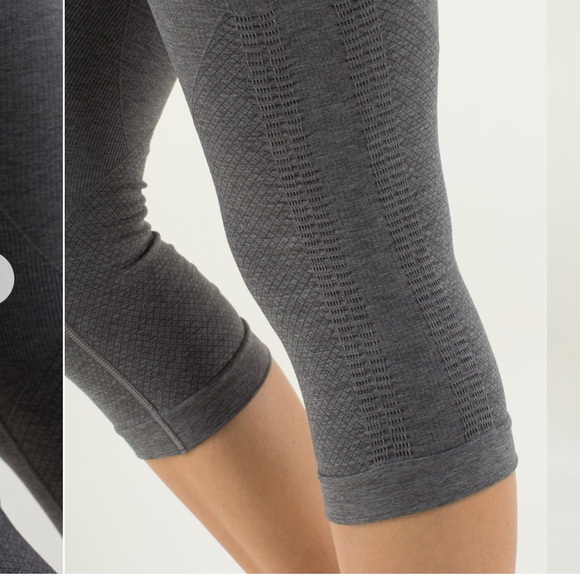 VINTAGE LULULEMON IN THE FLOW CROP LEGGINGS SEAMLESS DARK GRAY SIZE 2 - Picture 4 of 6
